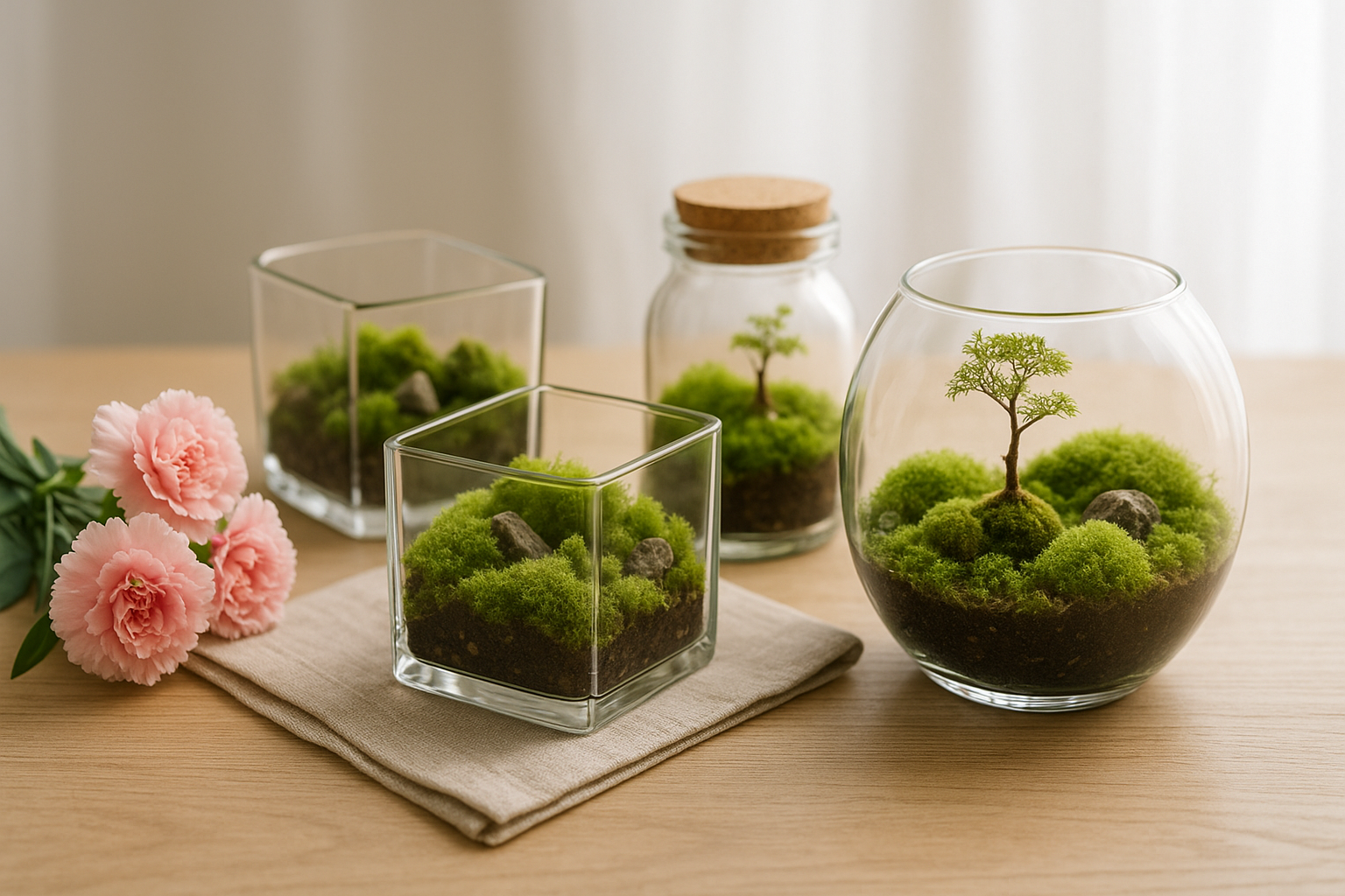 Image comparing moss terrarium gifts for Mother's Day