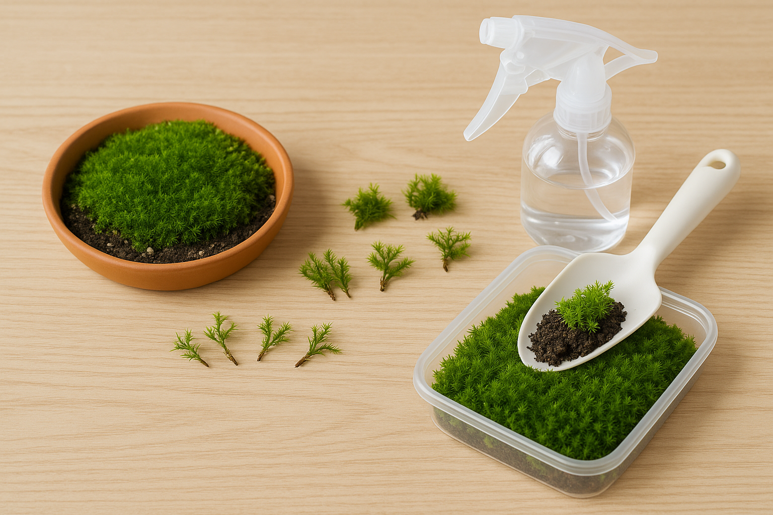 苔のまき苔法と茎ふせ法の比較
